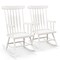 Costway Set of 2 Wood Rocking Chair Glossy Finish White\ Coffe